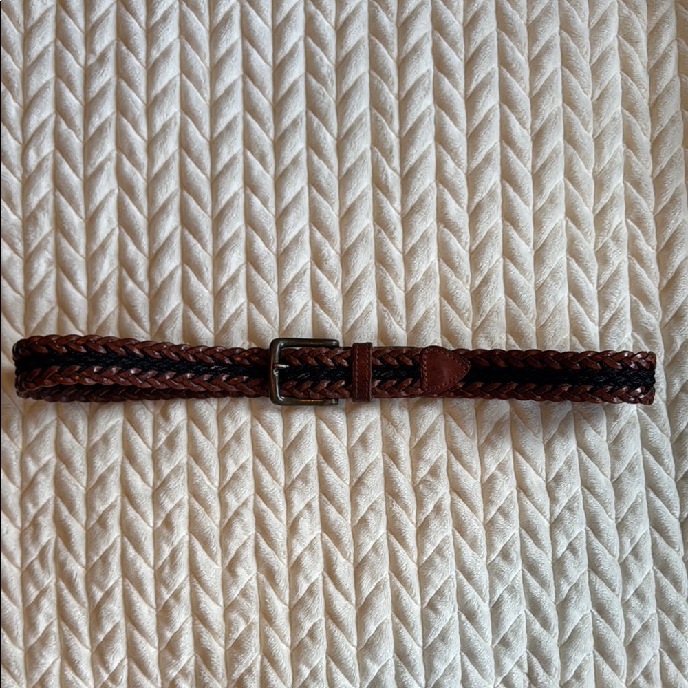Braided Leather Belt in Rich Brown